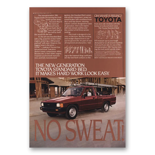 1983 Toyota Trucks No Sweat Vintage Magazine Print Ad