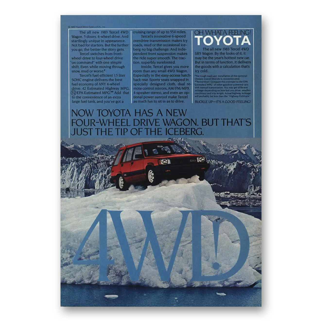 1983 Toyota Tercel Tip of the Iceberg 4wd Vintage Magazine Print Ad