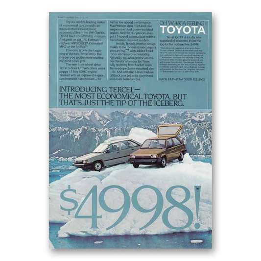 1982 Toyota Tercel Tip of the Iceberg Vintage Magazine Print Ad