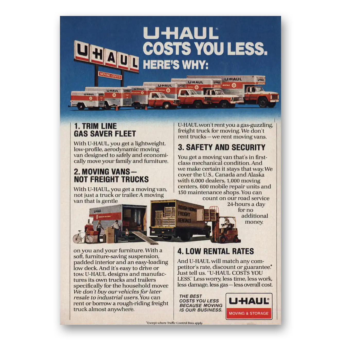 1983 Uhaul Trim Line Gas Saver Fleet Vintage Magazine Print Ad