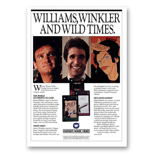 1983 Warner Brothers Williams Winkler and Wild Times Vintage Magazine Print Ad