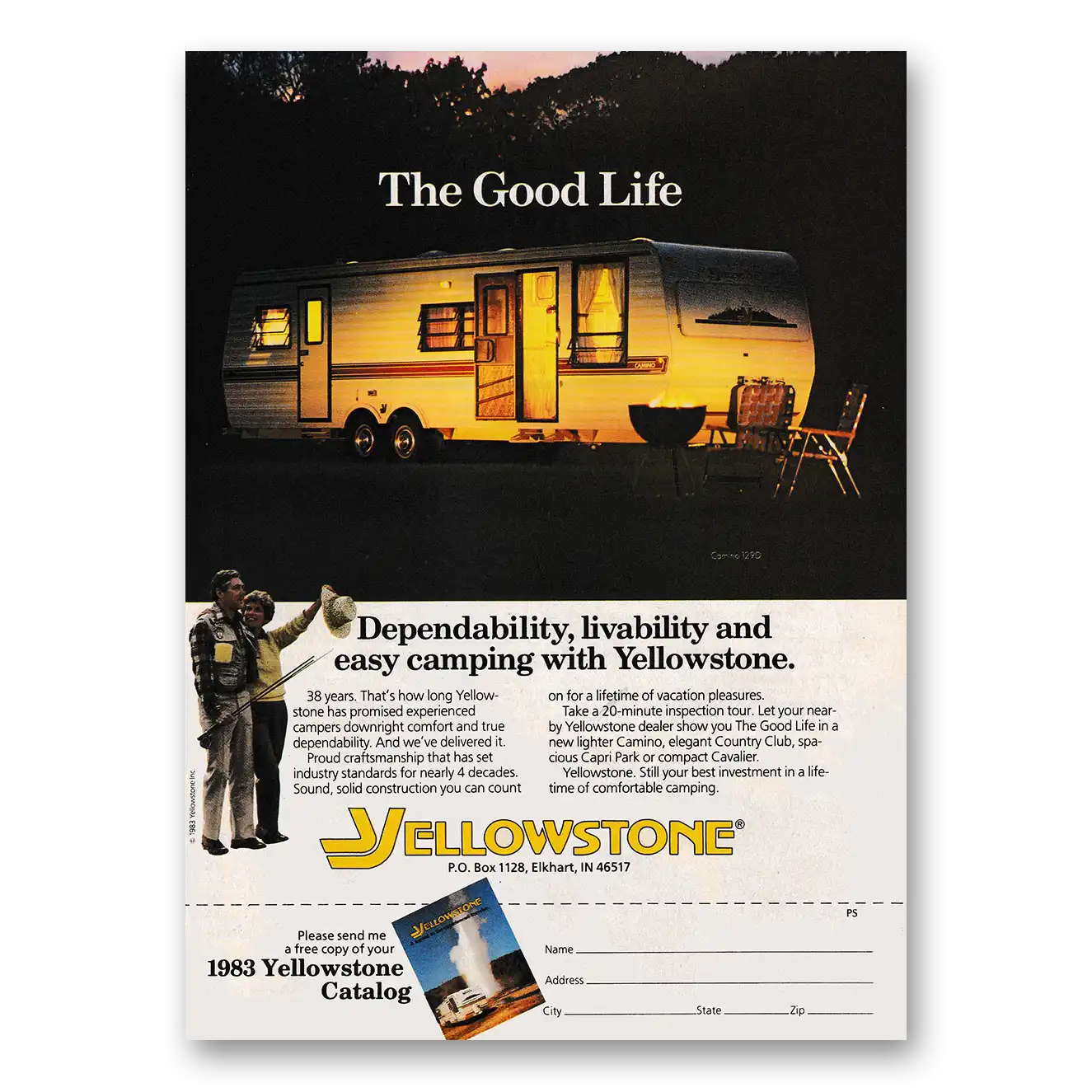 1983 Yellowstone RV Yellowstone Trailer The Good Life Vintage Magazine Print Ad