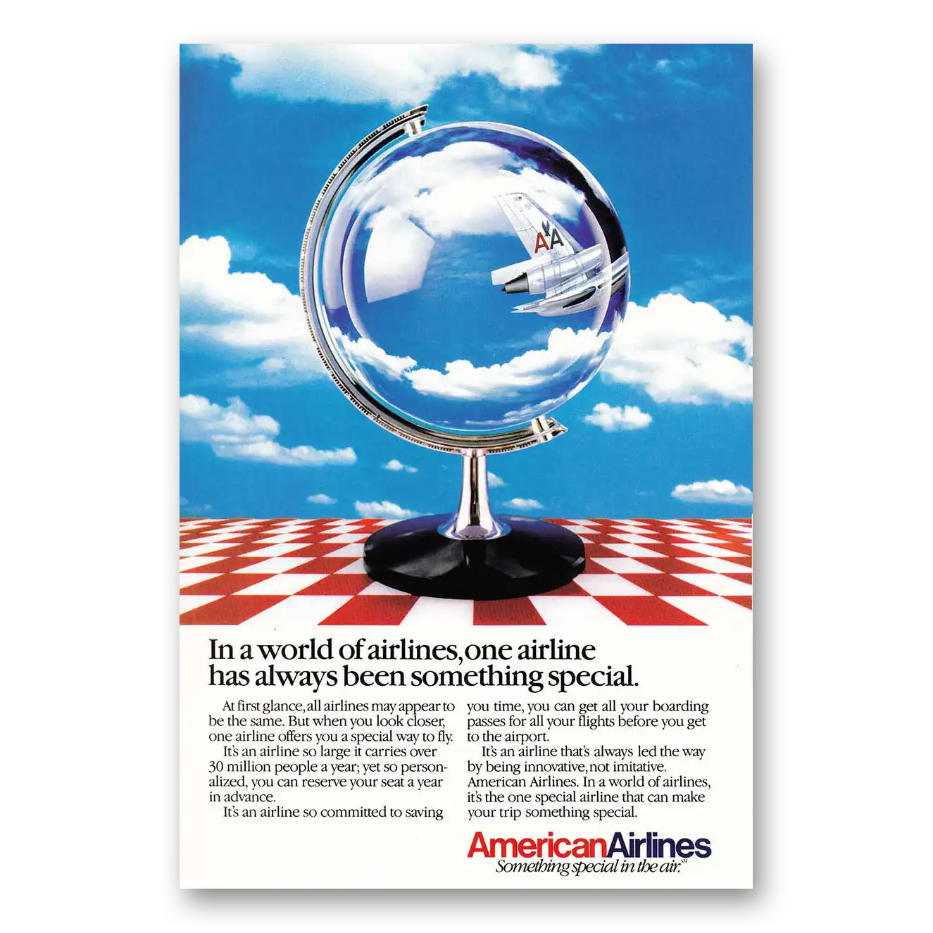 1984 American Airlines World of Airlines Vintage Magazine Print Ad