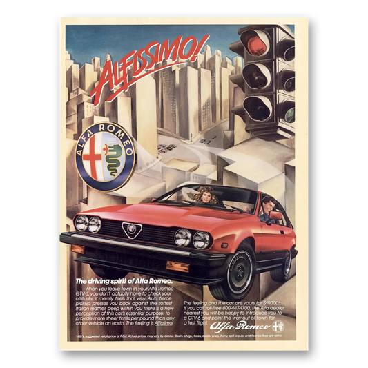 1984 Alfa Romeo Alfissimo the Driving Spirit Vintage Magazine Print Ad