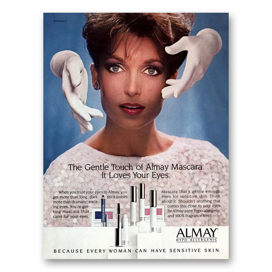 1984 Almay Mascara Gentle Touch Loves Your Eyes Vintage Magazine Print Ad