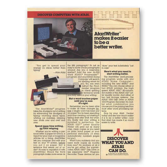 1984 AtariWriter Alan Alda Makes It Easier Vintage Magazine Print Ad