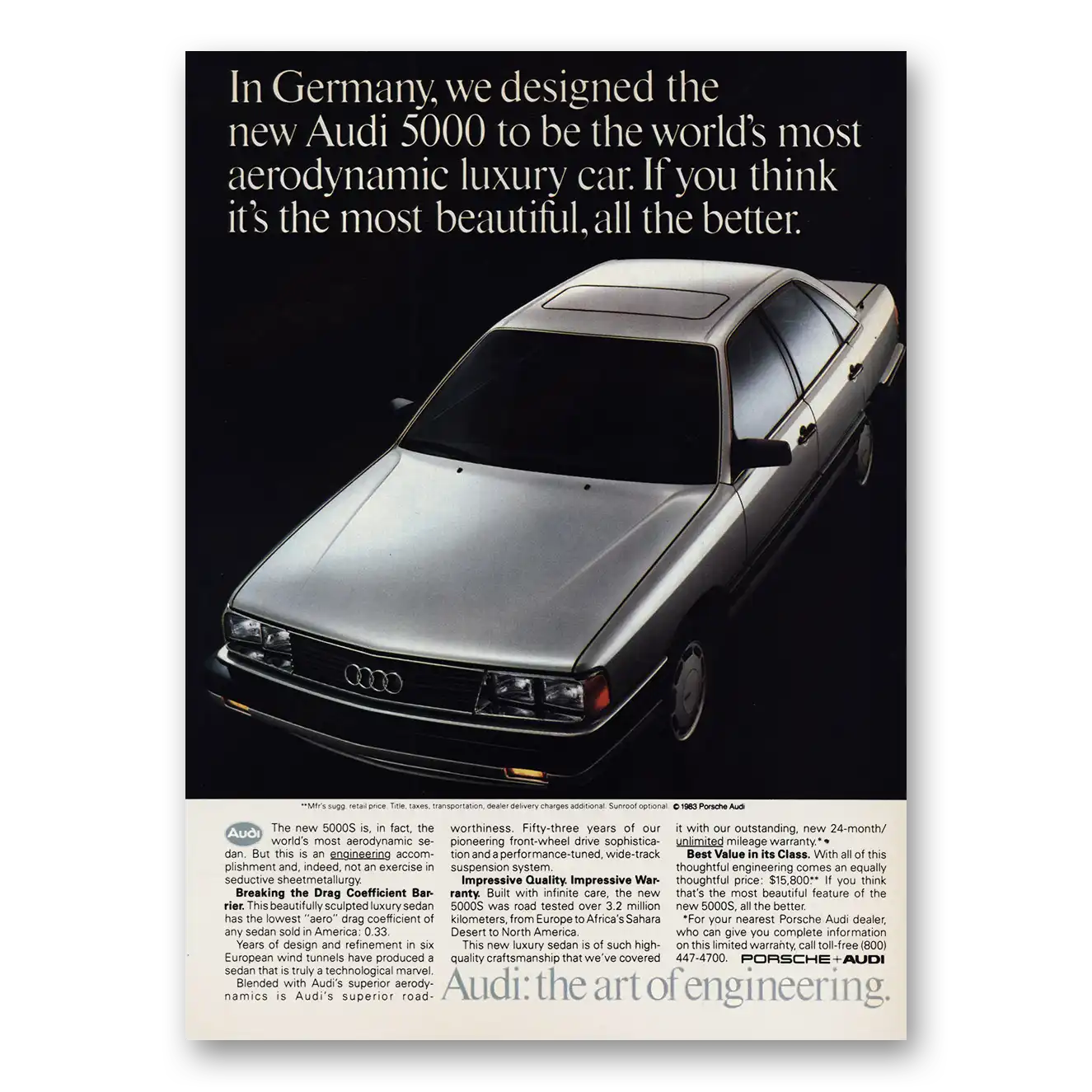 1984 Audi In Germany We Designed the New Audi 5000 Vintage Magazine Print Ad