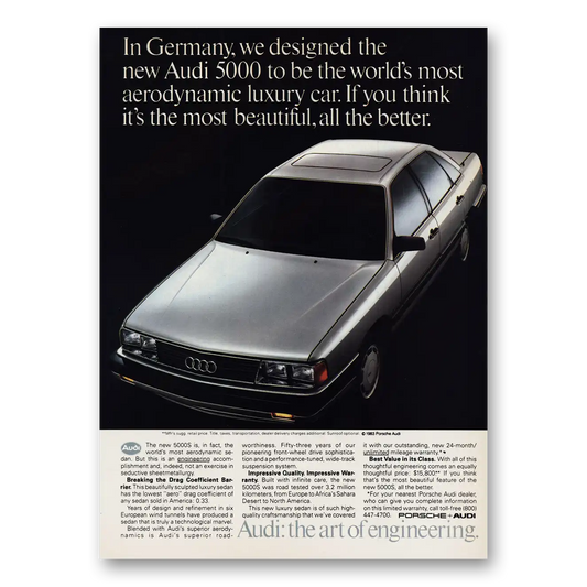 1984 Audi In Germany We Designed the New Audi 5000 Vintage Magazine Print Ad