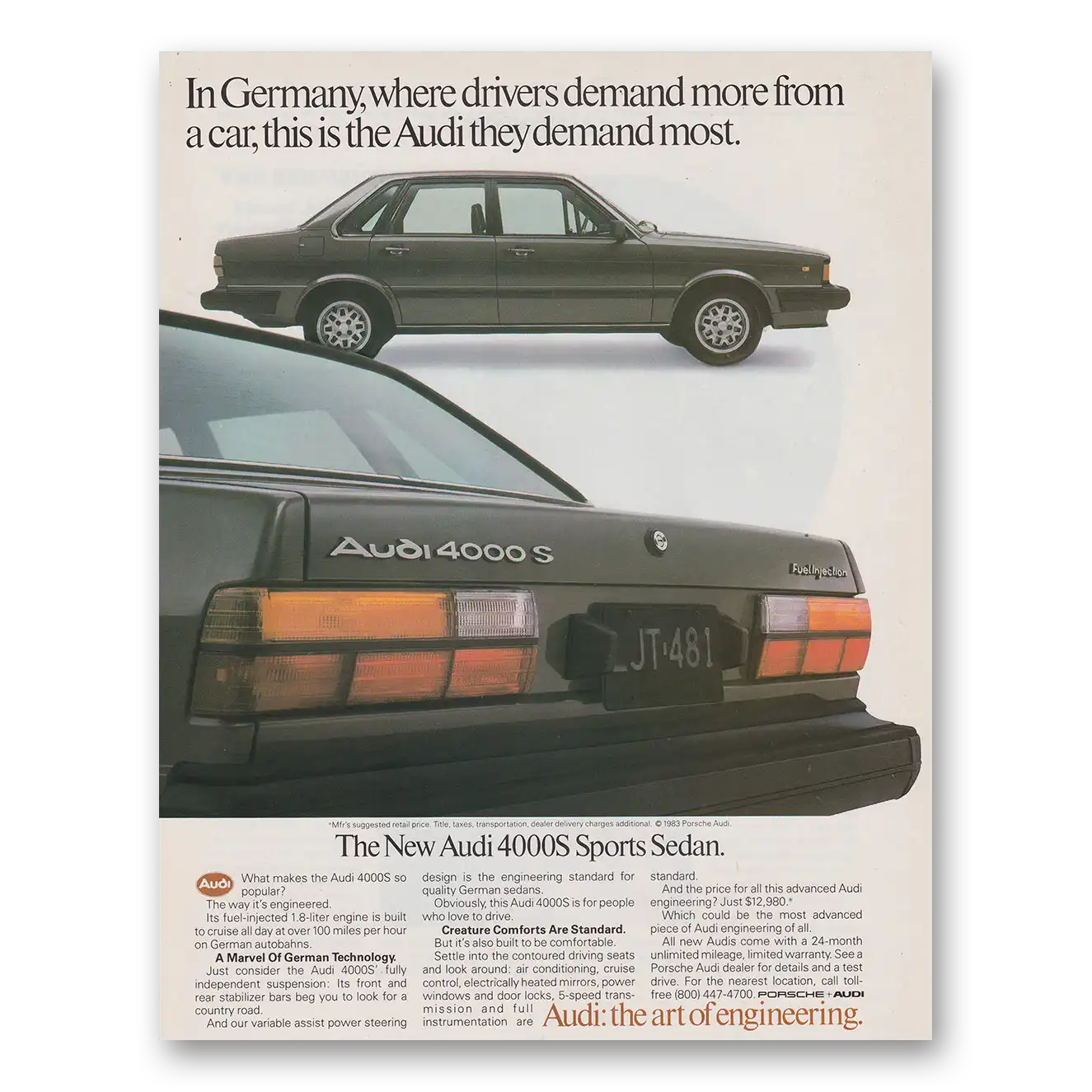 1983 Audi 4000 Germany Where Drivers Demand More Vintage Magazine Print Ad