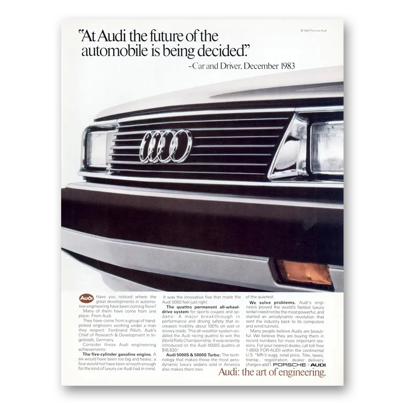 1984 Audi Future of the Automobile Is Being Decided Vintage Magazine Print Ad