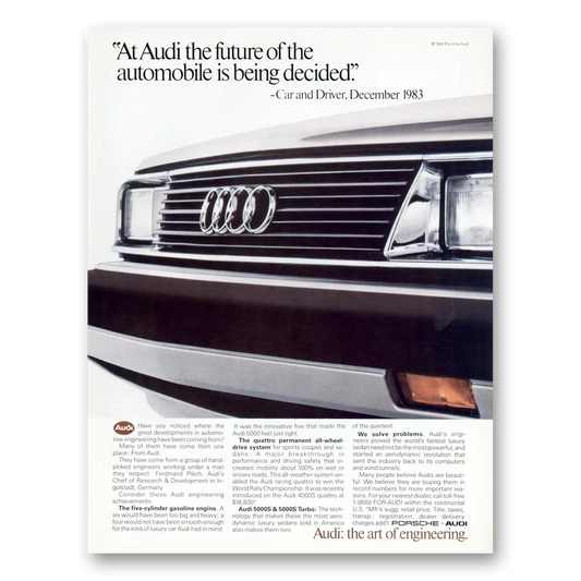 1984 Audi Future of the Automobile Is Being Decided Vintage Magazine Print Ad