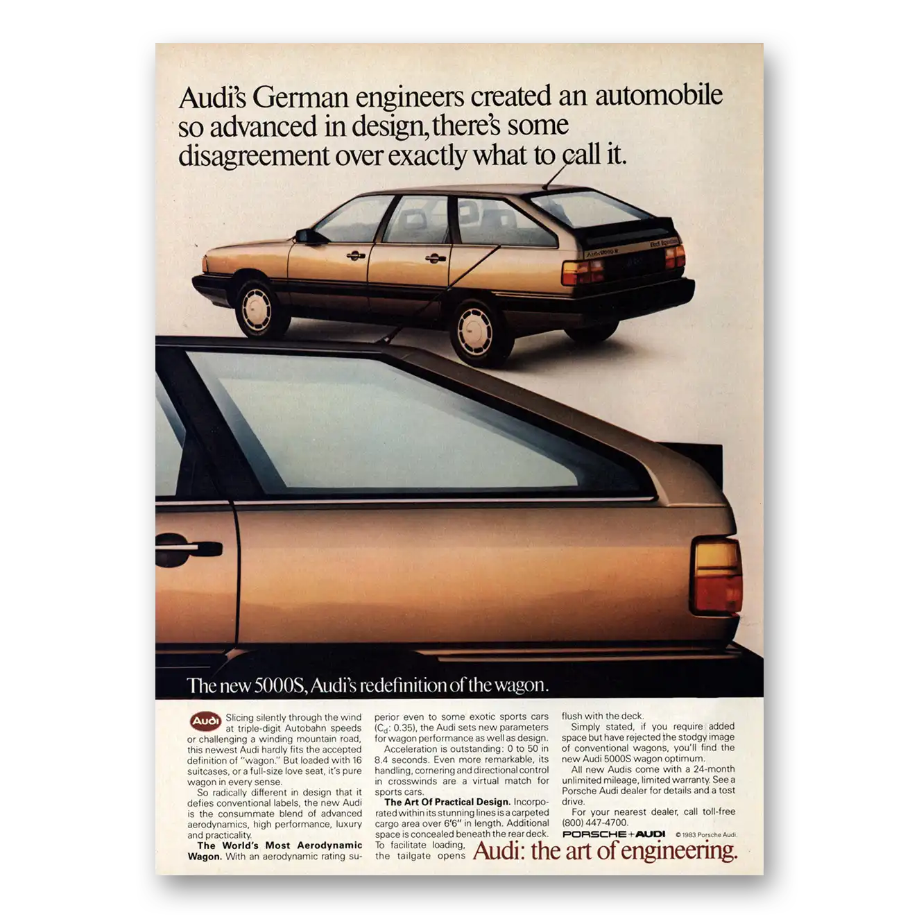 1984 Audi German Engineers Created an Automobile Vintage Magazine Print Ad