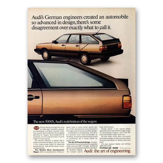 1984 Audi German Engineers Created an Automobile Vintage Magazine Print Ad