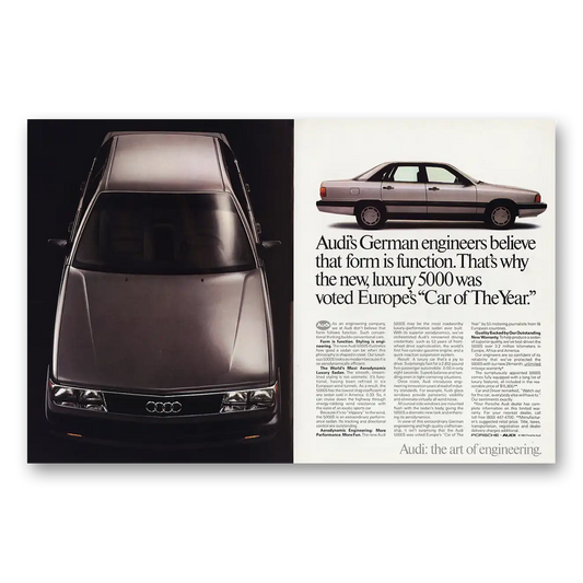 1984 Audi 5000 German Engineers Form Is Function Vintage Magazine Print Ad