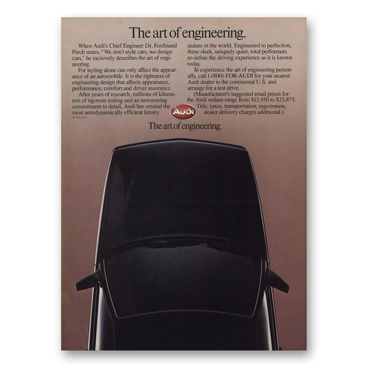 1984 Audi Art of Engineering Vintage Magazine Print Ad