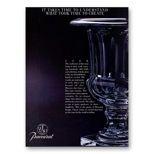 1984 Baccarat Takes Time To Understand What Took Time Vintage Magazine Print Ad