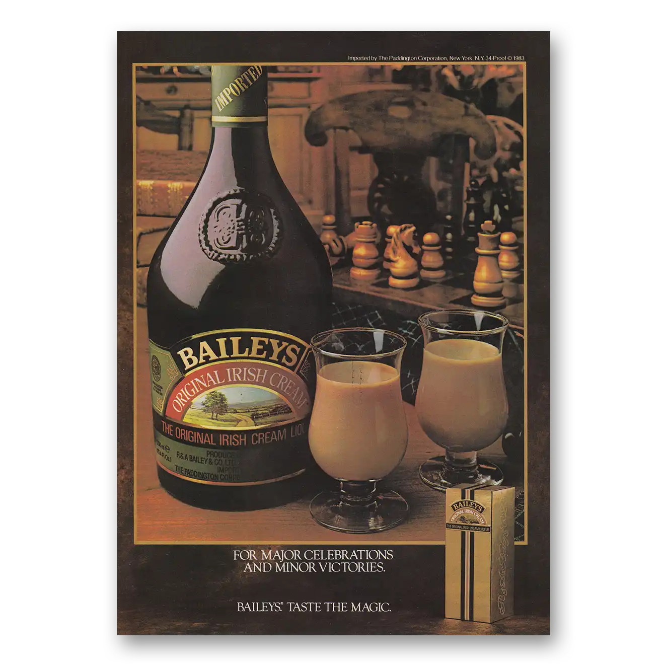 1984 Bailys Irish Cream Major Celebrations Chess Vintage Magazine Print Ad