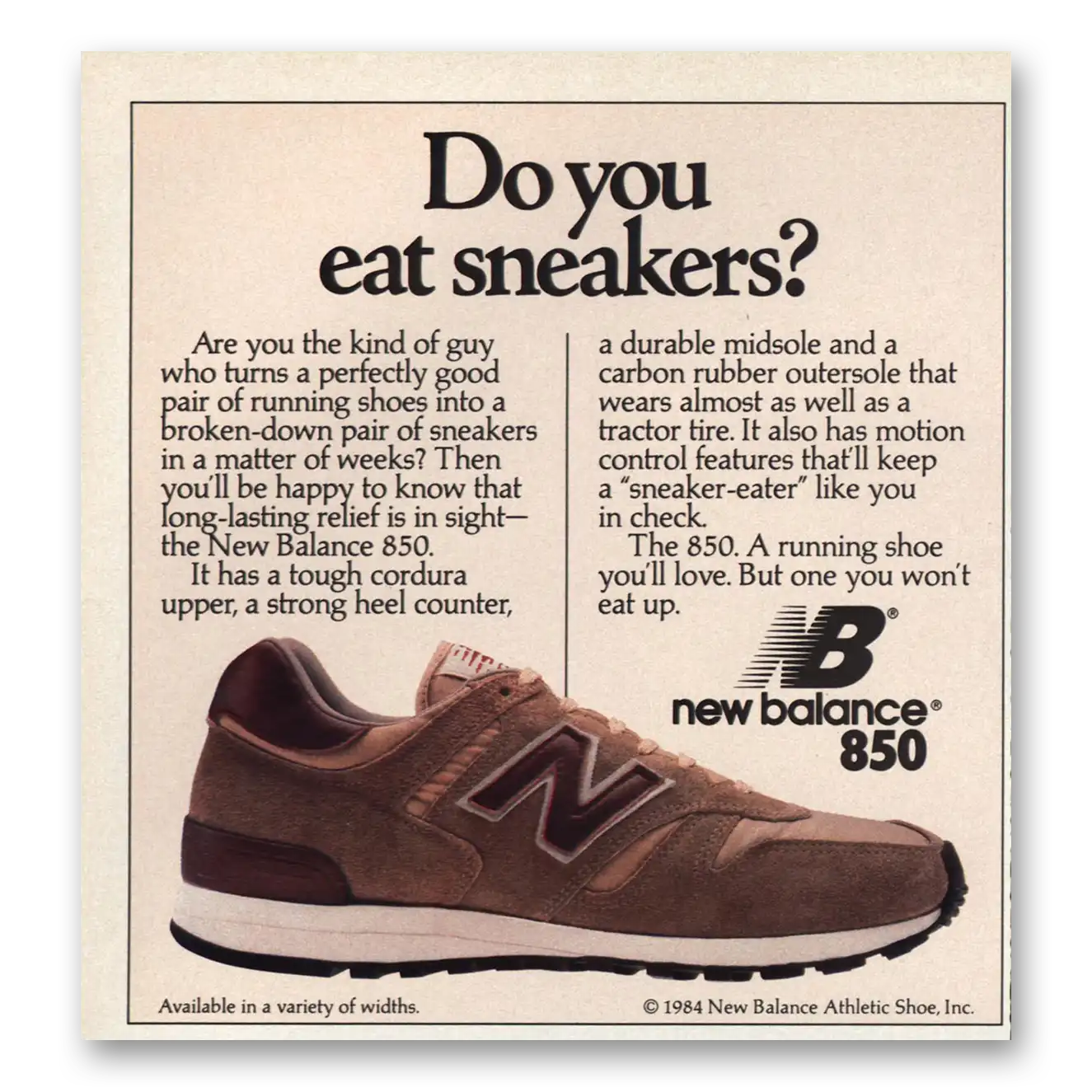 1984 New Balance Shoes Do You Eat Sneakers Vintage Magazine Print Ad