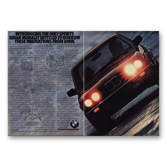 1984 BMW 3 Series Sports Sedan Morally Entitled Vintage Magazine Print Ad