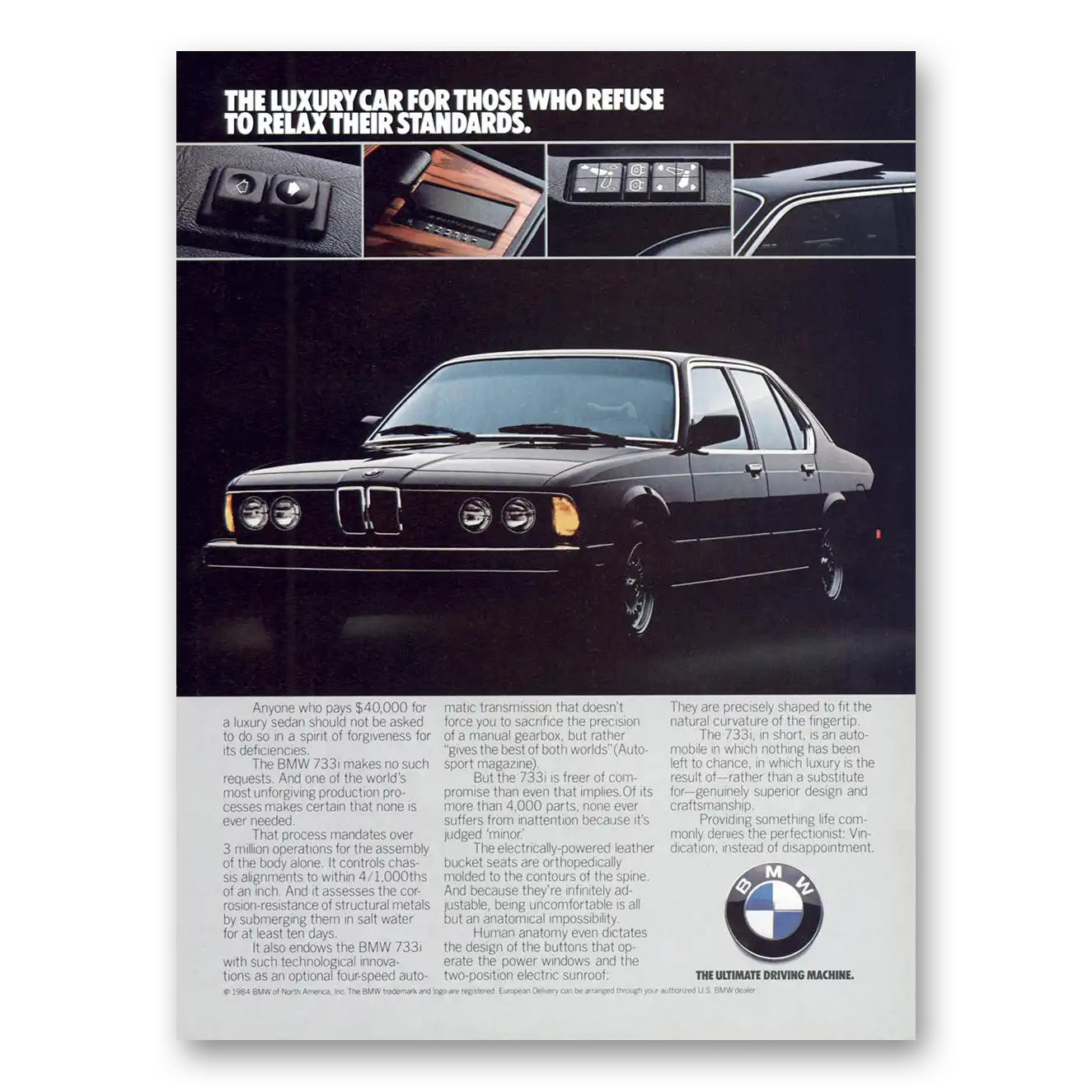 1984 BMW 7 Series Refuse To Relax Their Standards Vintage Magazine Print Ad