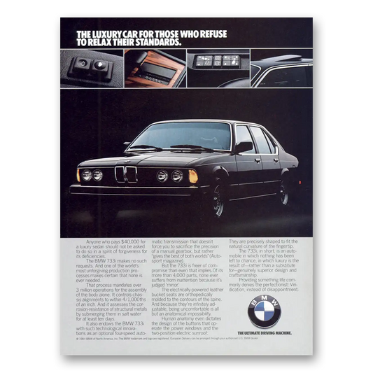 1984 BMW 7 Series Refuse To Relax Their Standards Vintage Magazine Print Ad