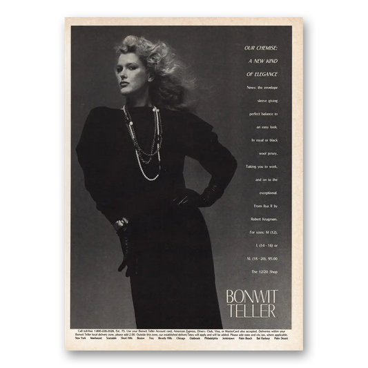 1984 Bonwit Teller Our Chemise Vintage Magazine Print Ad