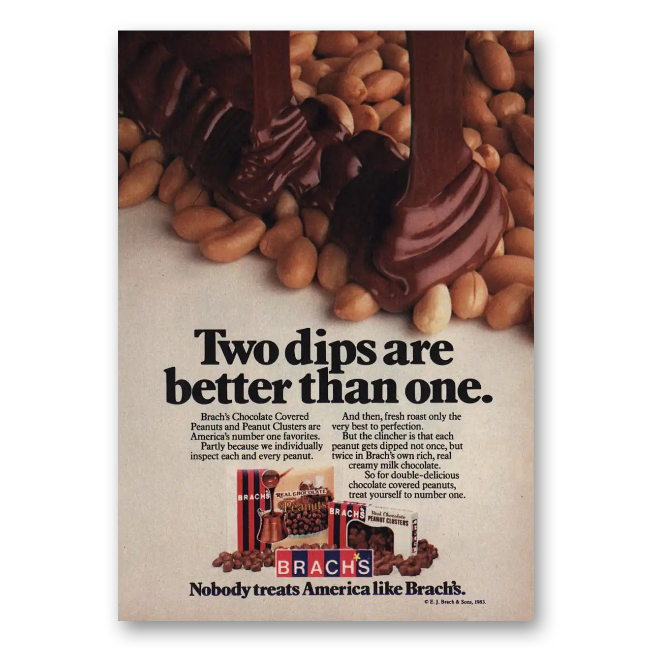 1984 Brachs Candy Two Dips Better Than One Vintage Magazine Print Ad