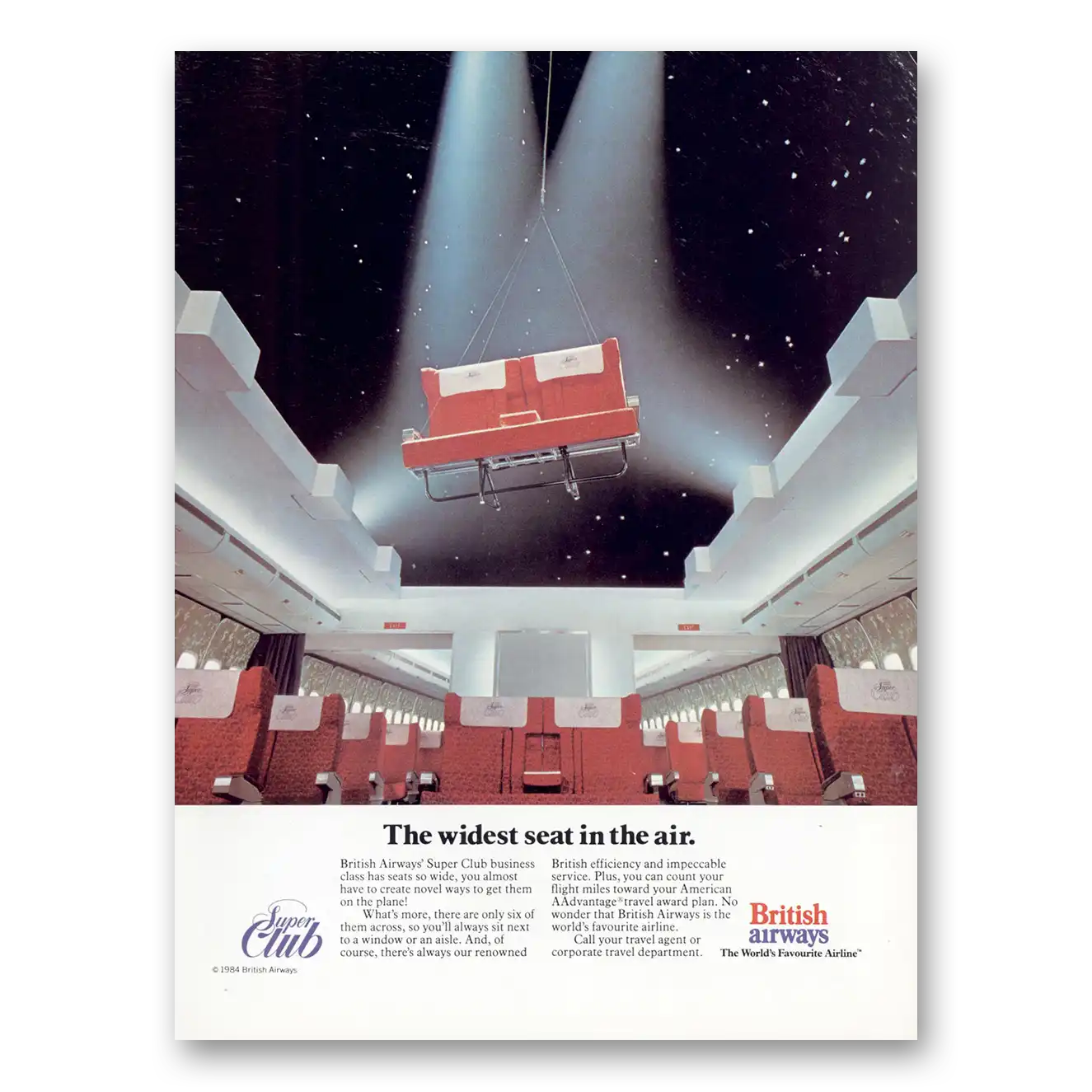 1984 British Airways BOAC Wildest Seat In the Air Vintage Magazine Print Ad