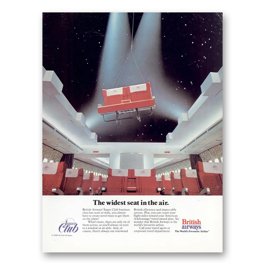 1984 British Airways BOAC Wildest Seat In the Air Vintage Magazine Print Ad