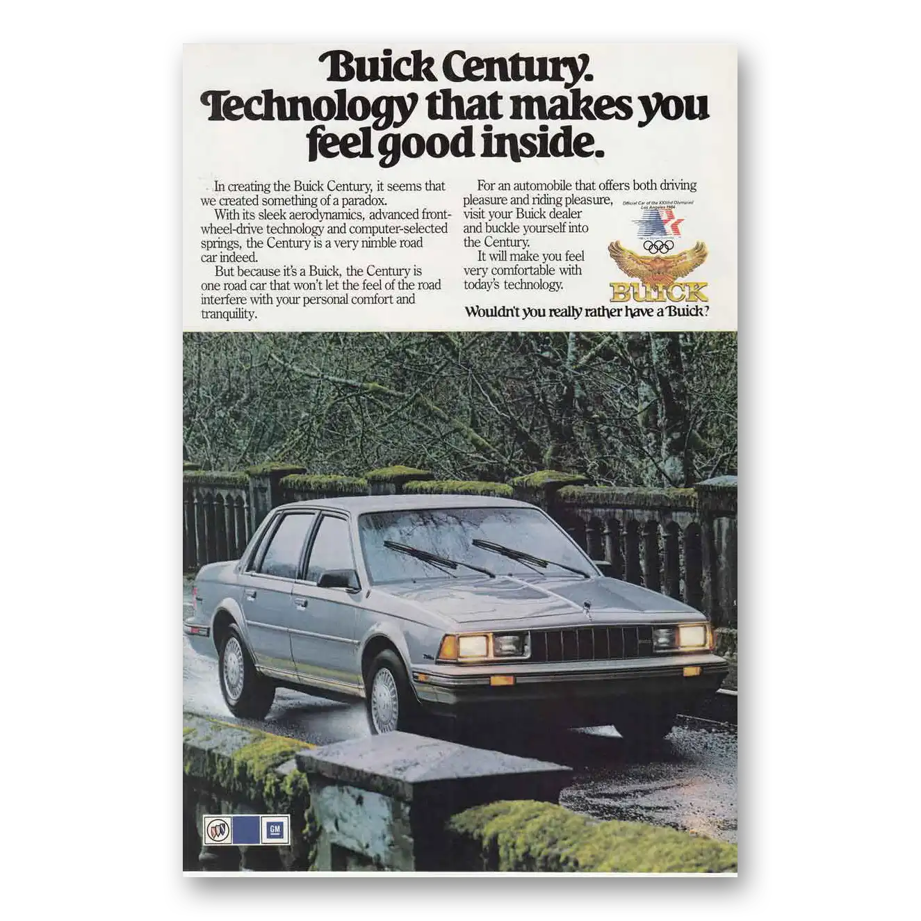 1984 Buick Century Technology That Makes You Feel Good Vintage Magazine Print Ad