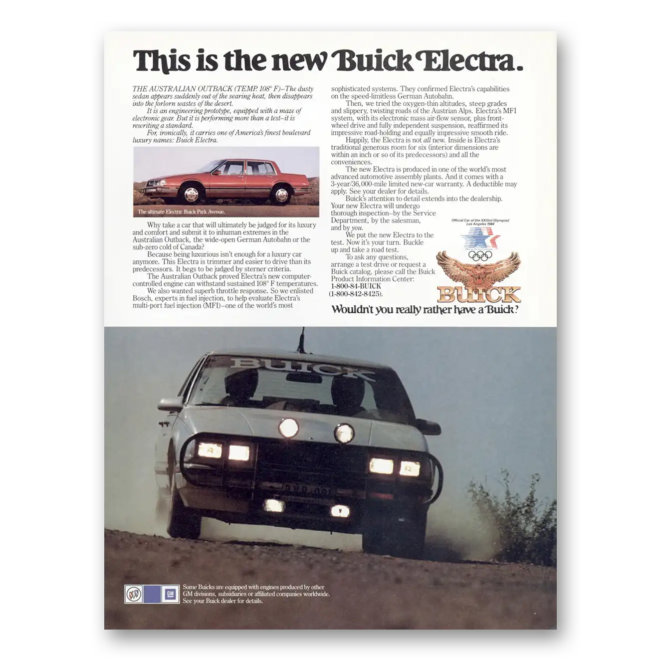 1984 Buick Electra Australian Outback Vintage Magazine Print Ad