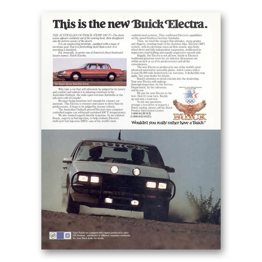 1984 Buick Electra Australian Outback Vintage Magazine Print Ad