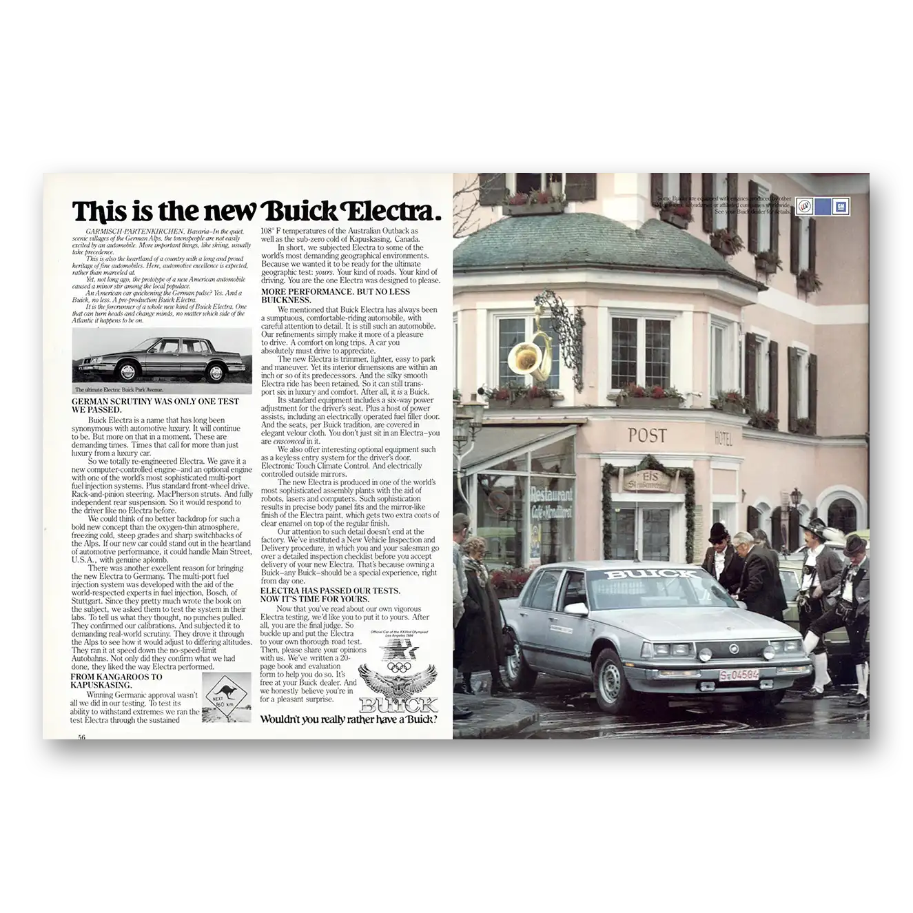 1984 Buick Electra Garmisch Partenkirchen Vintage Magazine Print Ad