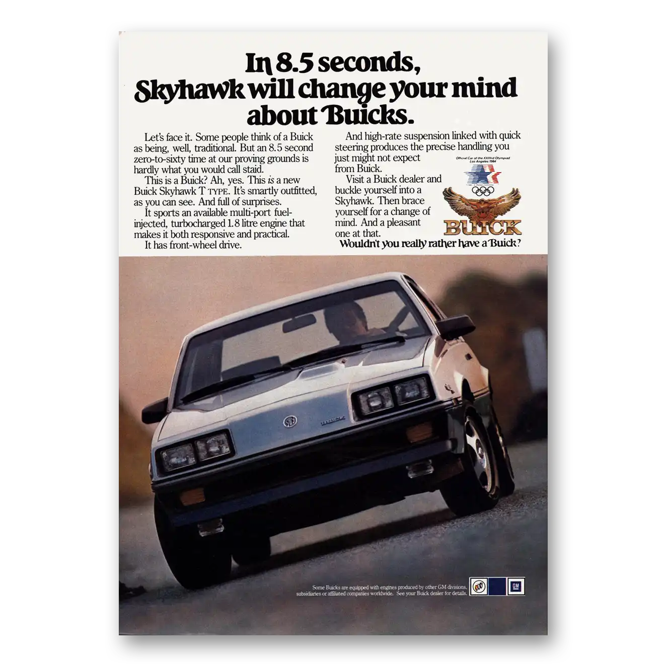 1984 Buick Skyhawk Skyhawk 85 Seconds Will Change Your Mind Vintage Magazine Print Ad