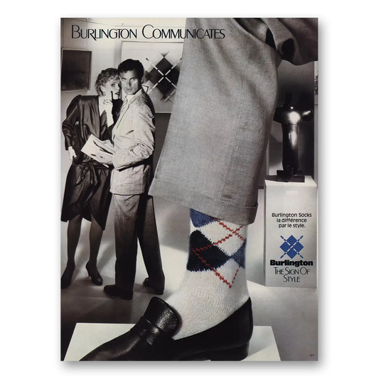 1984 Burlington Socks Sign of Style French Vintage Magazine Print Ad