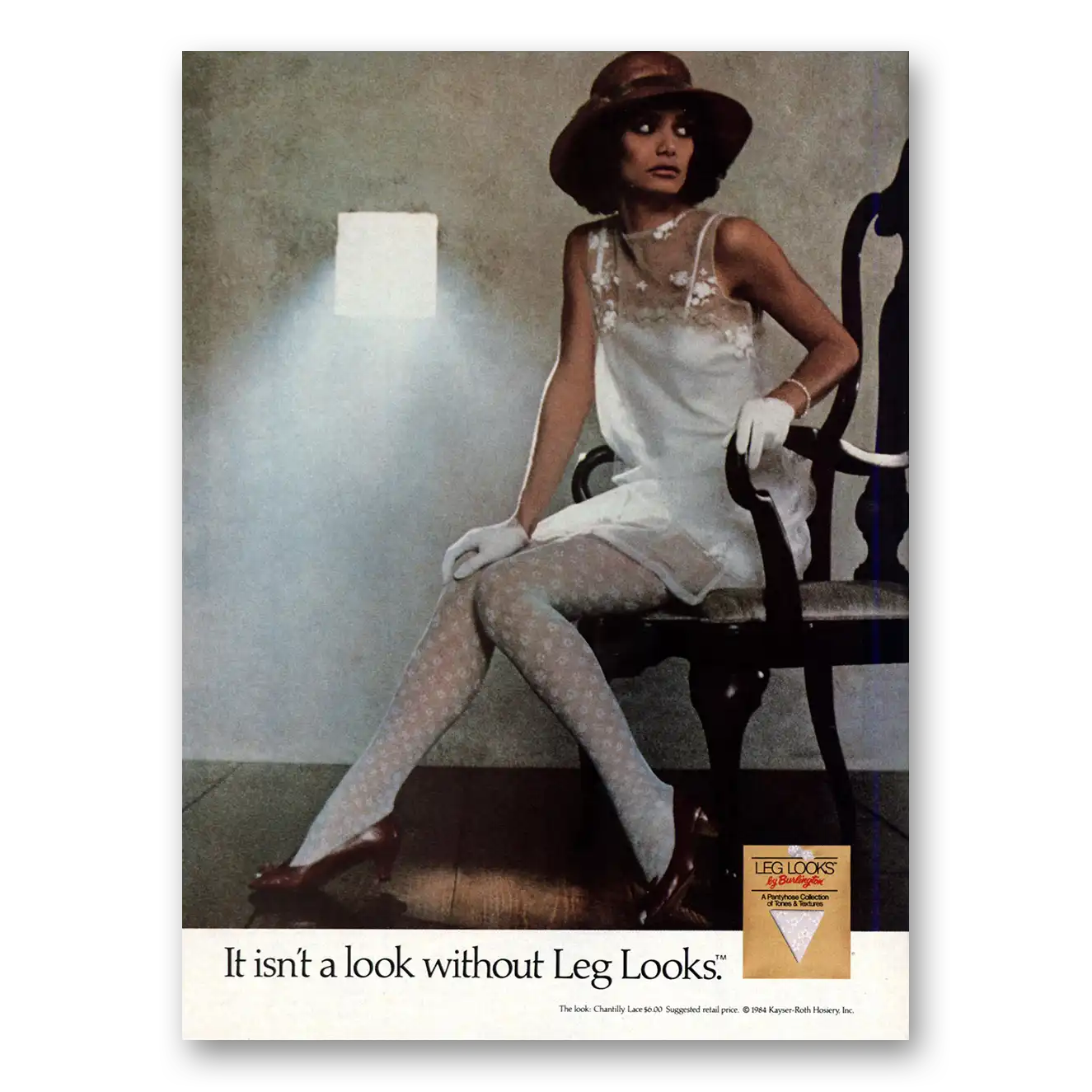 1984 Kayser Hosiery Burlington Leg Looks Isnt A Look Without Vintage Magazine Print Ad