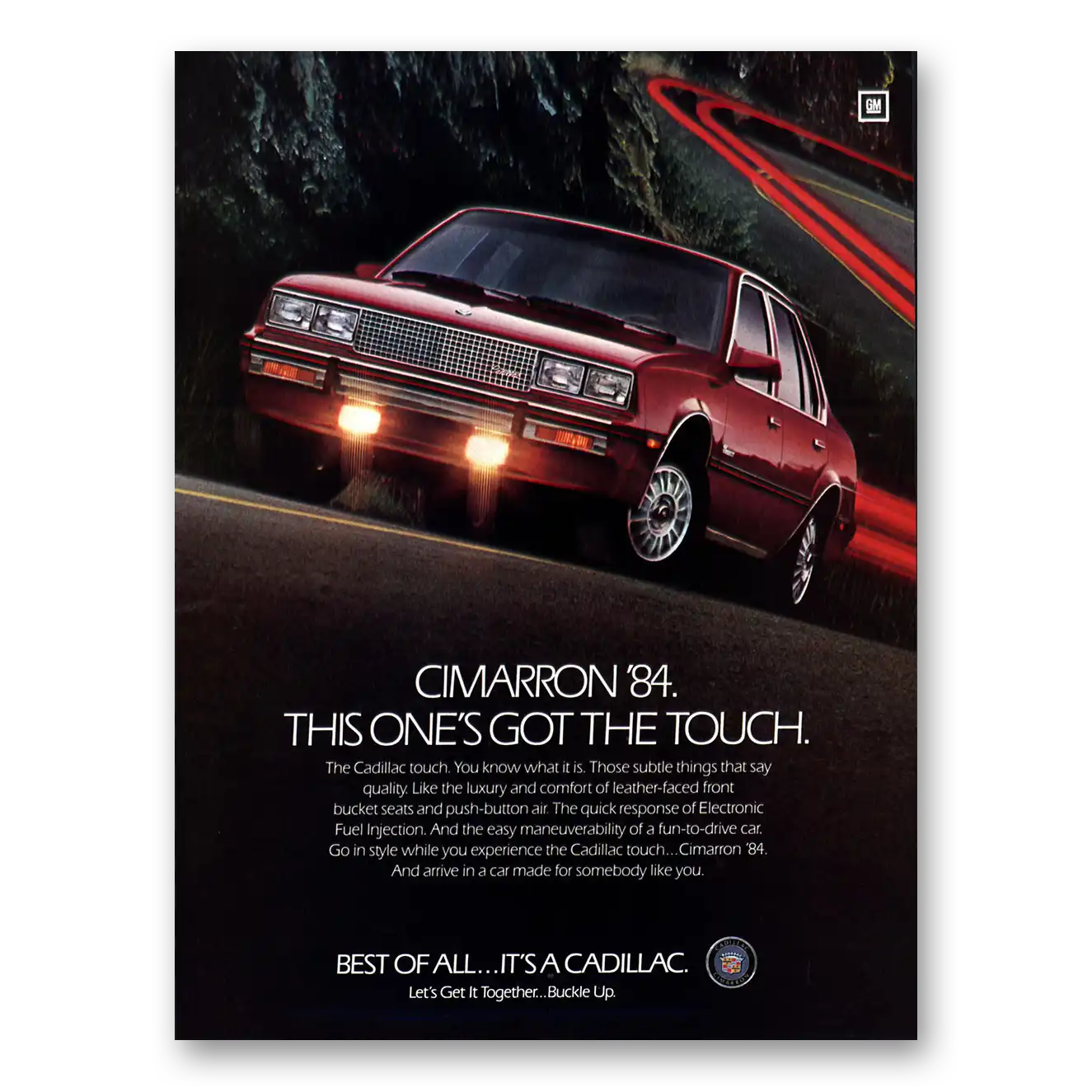 1984 Cadillac Cimarron This Ones Got the Touch Vintage Magazine Print Ad