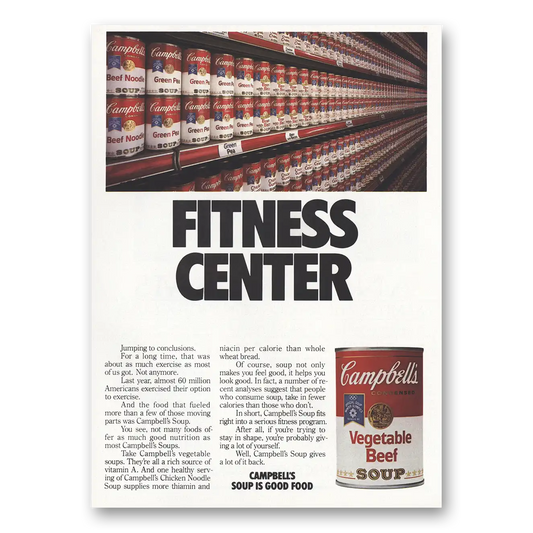 1984 Campbells Vegetable Soup Fitness Center Vintage Magazine Print Ad