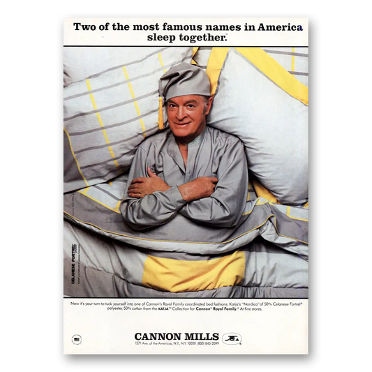 1984 Cannon Percale Sheets Famous Names In America Sleep Together Bob Hope Vintage Magazine Print Ad