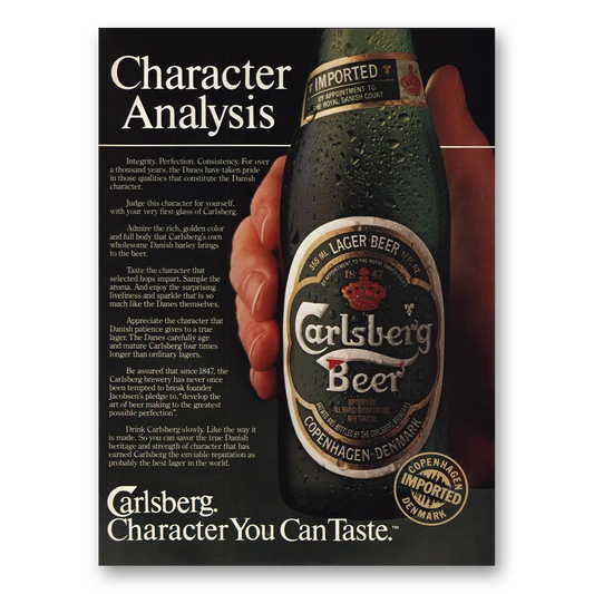 1984 Carlsberg Beer Character Analysis Vintage Magazine Print Ad