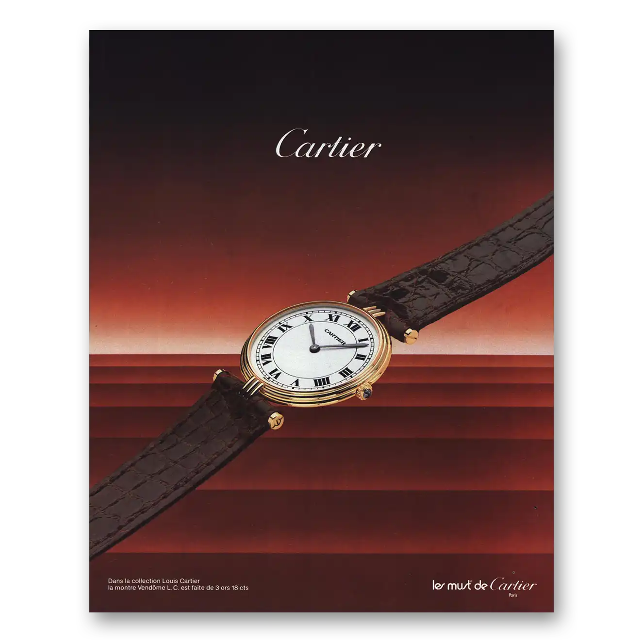 1984 Cartier Dana French Watch Vintage Magazine Print Ad