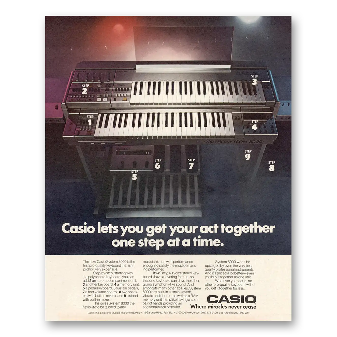 1984 Casio Electronic Instruments Get Your Act Together Vintage Magazine Print Ad