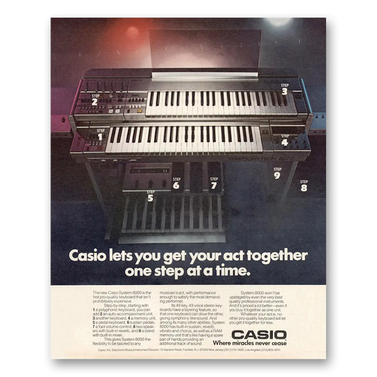 1984 Casio Electronic Instruments Get Your Act Together Vintage Magazine Print Ad