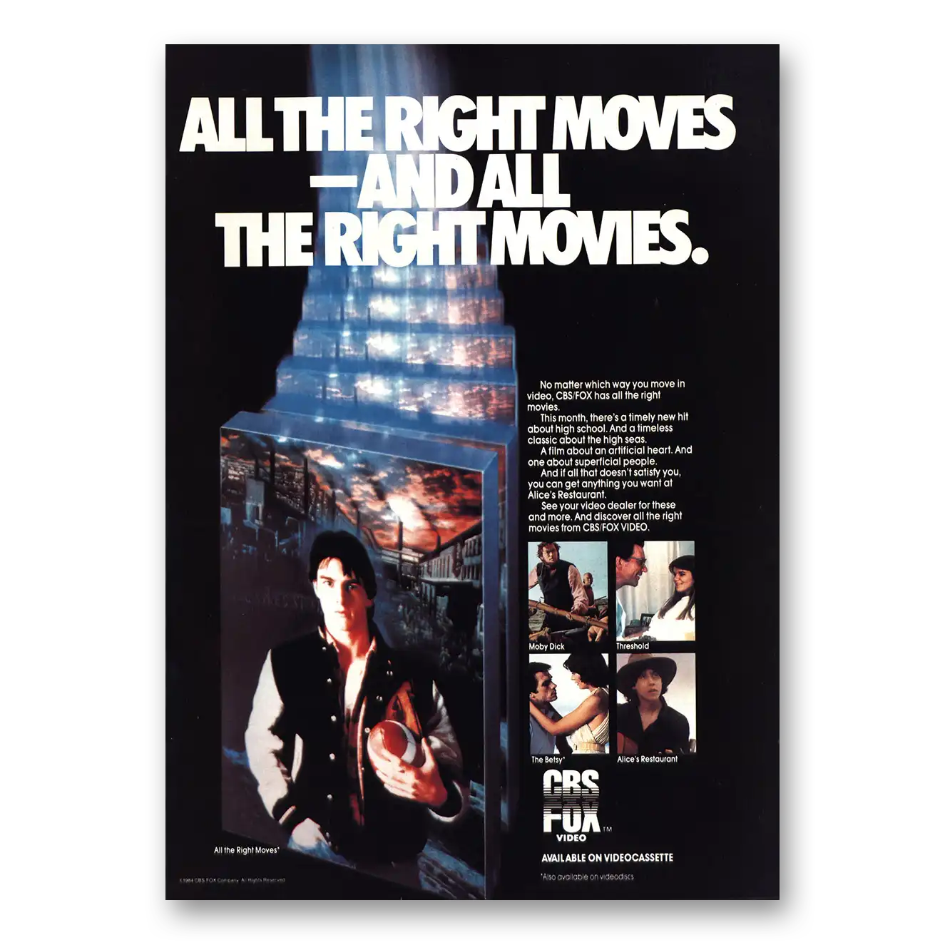 1984 All the Right Moves Promo Right Movies Vintage Magazine Print Ad