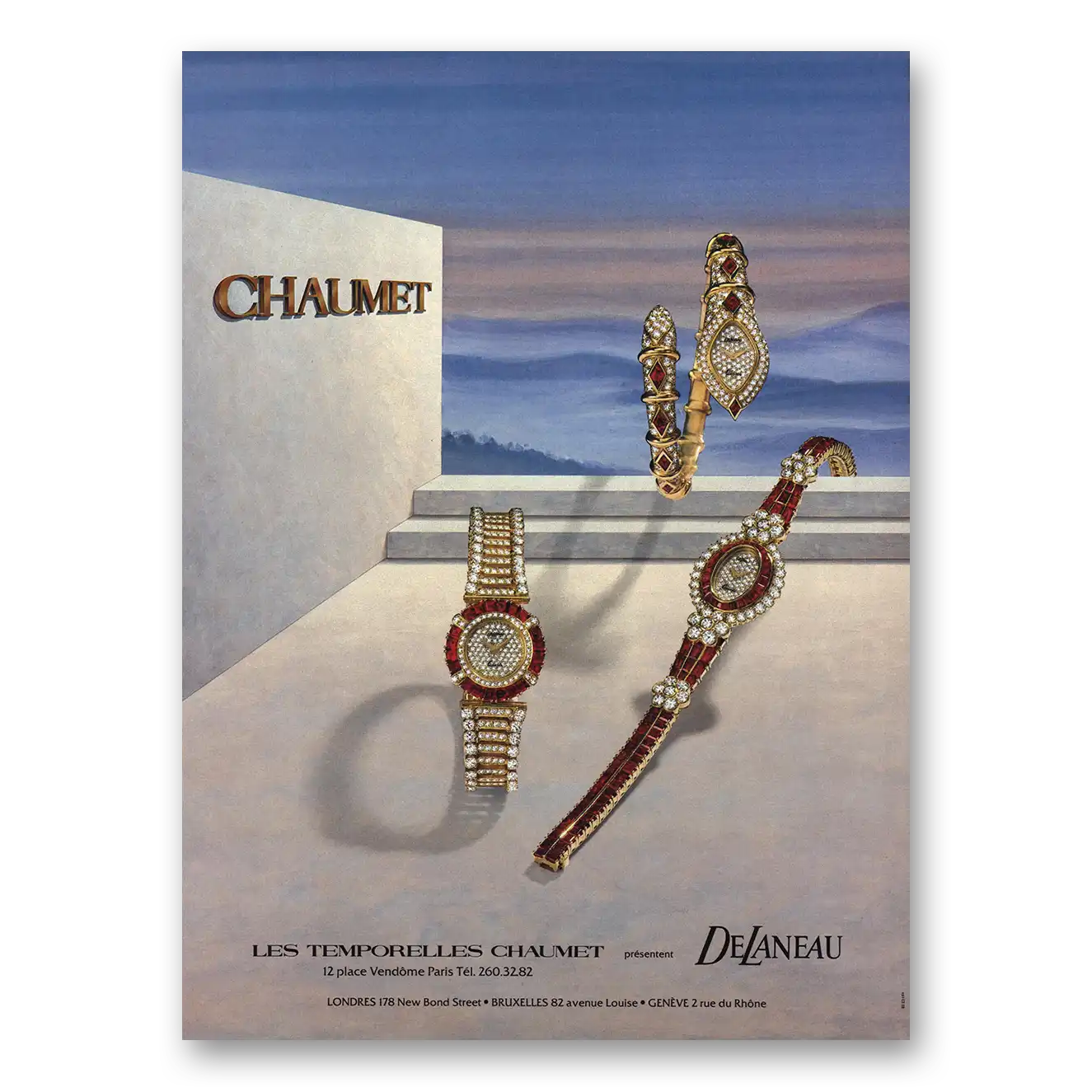 1984 Chaumet Jewelry Watches Vintage Magazine Print Ad