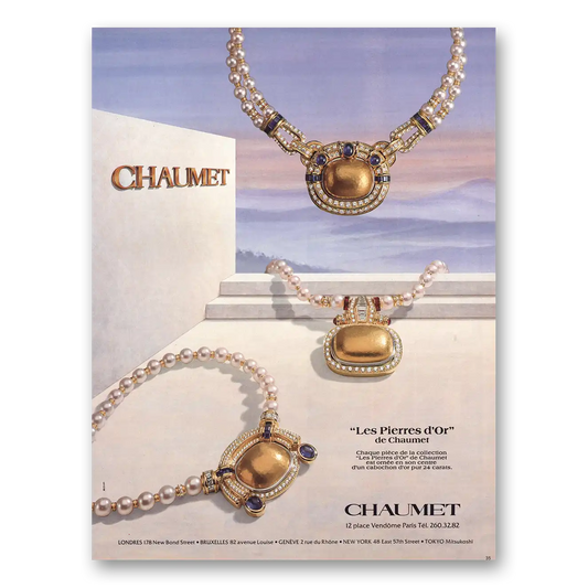 1984 Chaumet Jewelry Les Pierres d'Or French Vintage Magazine Print Ad