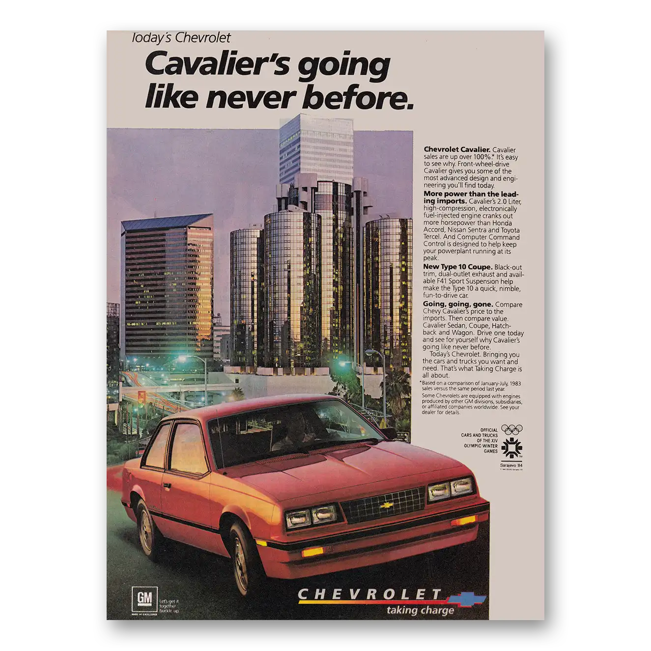 1983 Chevrolet Cavalier Going Like Never Before Vintage Magazine Print Ad