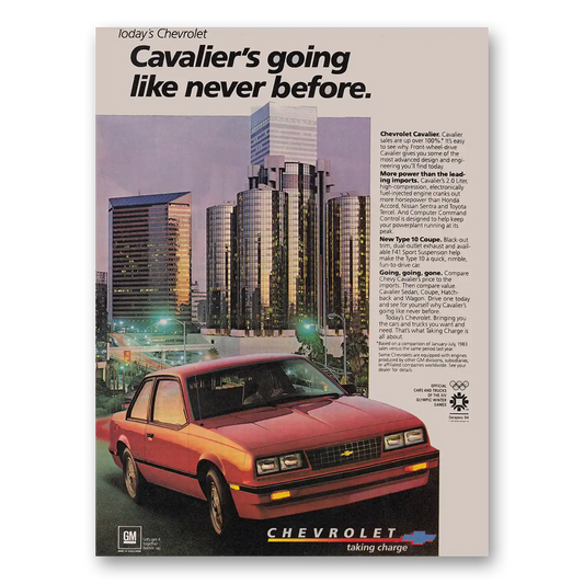 1983 Chevrolet Cavalier Going Like Never Before Vintage Magazine Print Ad