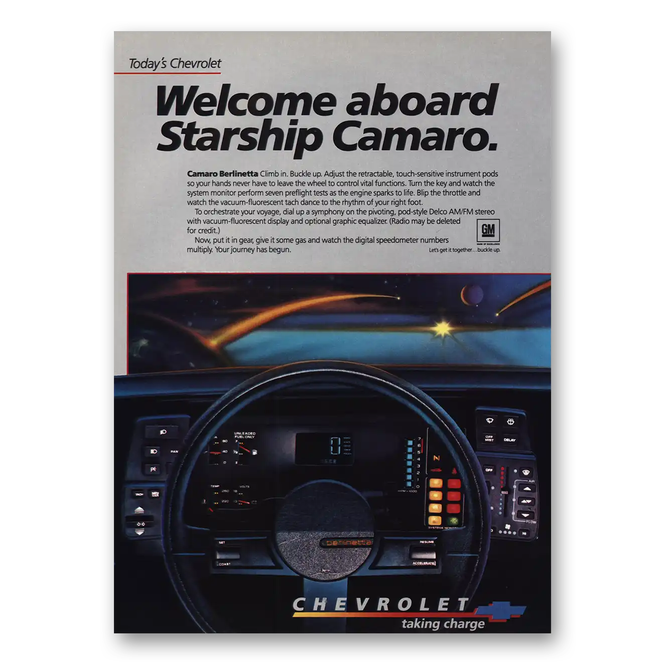 1984 Chevrolet Camaro Starship Camaro Vintage Magazine Print Ad