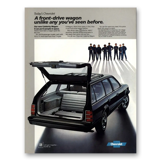 1984 Chevrolet Celebrity Front Drive Wagon Vintage Magazine Print Ad